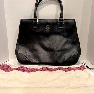 Tory Burch Classic Shiny Black Large Shoulder Bag